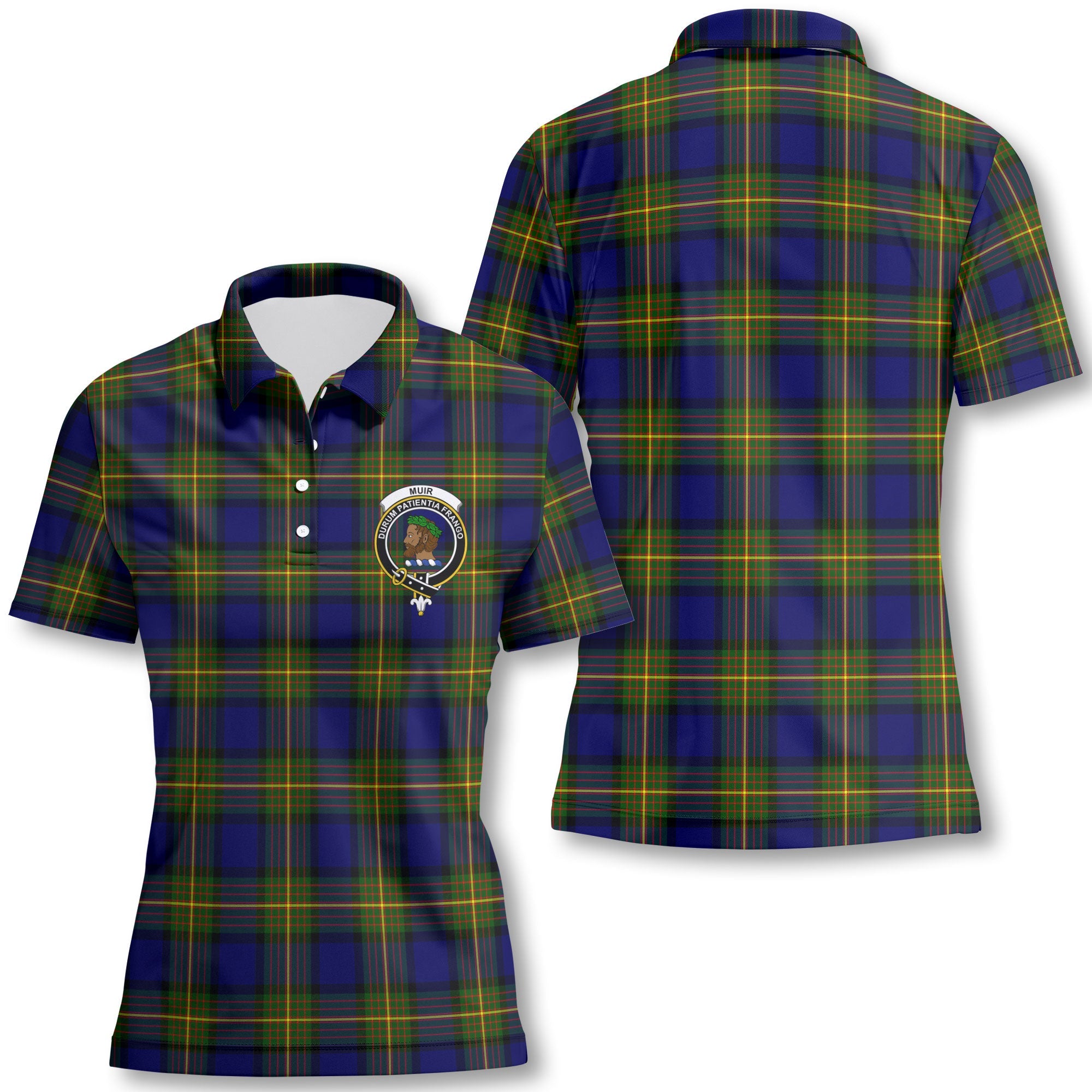 Clan Muir Tartan Women Polo Shirt Crest And Plaid Basic Style