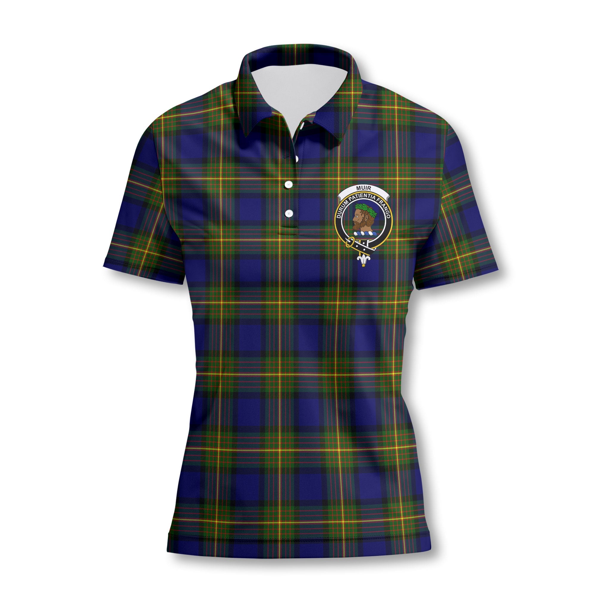 Clan Muir Tartan Women Polo Shirt Crest And Plaid Basic Style