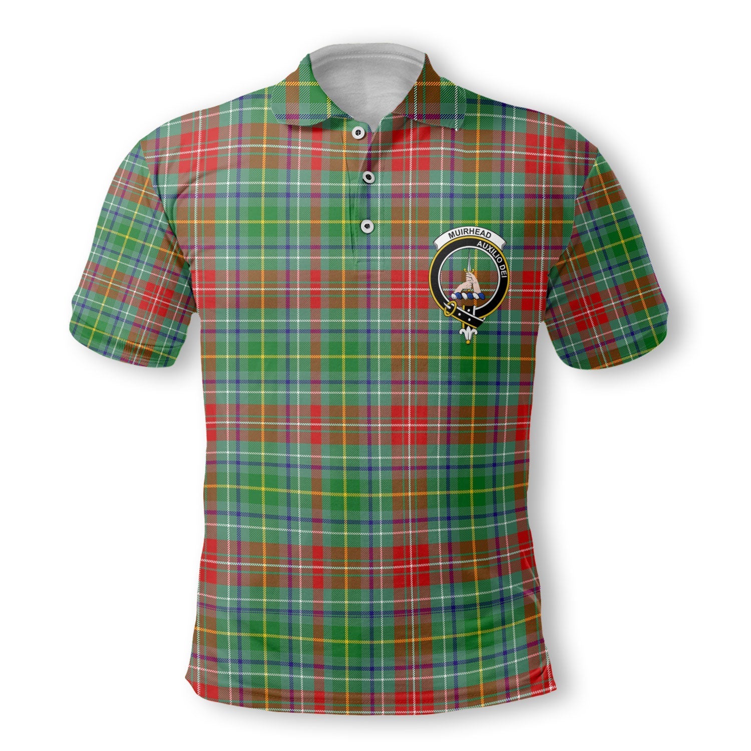 Clan Muirhead Tartan Golf Men Polo Shirt Crest And Plaid Basic Style
