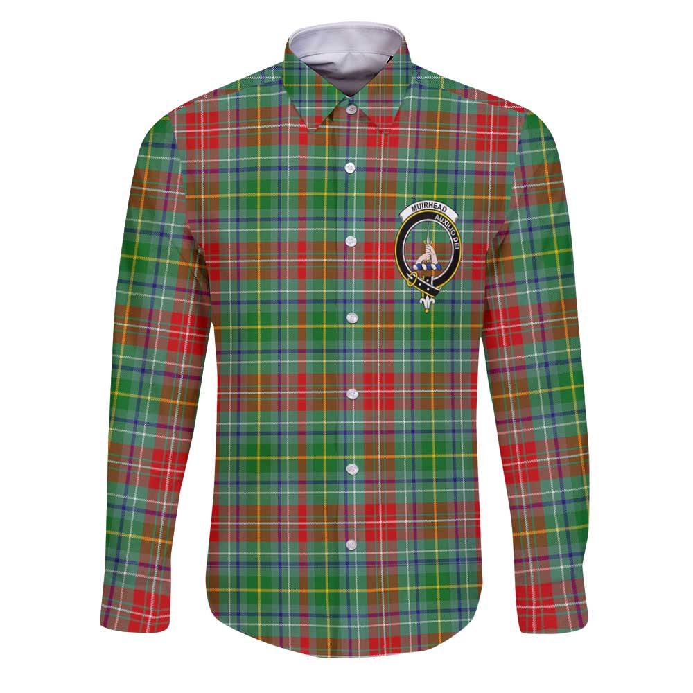 Clan Muirhead Tartan Long Sleeve Button Shirt Crest And Plaid Basic Style