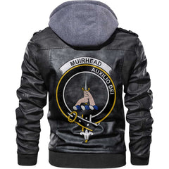 Clan Muirhead Tartan Zip Leather Jacket Crest And Plaid Basic Style