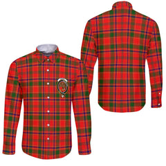 Clan Munro Tartan Long Sleeve Button Shirt Crest And Plaid Basic Style