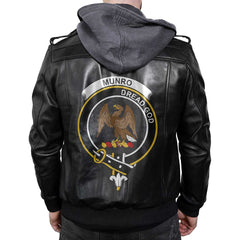 Clan Munro Tartan Zip Leather Jacket Crest And Plaid Basic Style