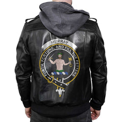 Clan Murray Of Atholl Tartan Zip Leather Jacket Crest And Plaid Basic Style