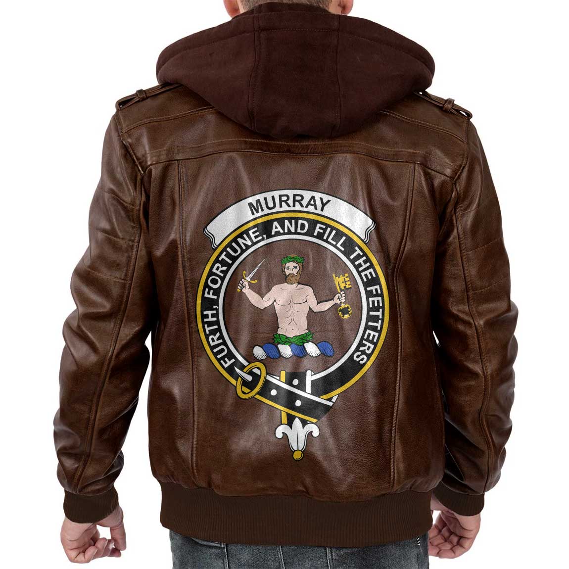 Clan Murray Of Atholl Tartan Zip Leather Jacket Crest And Plaid Basic Style