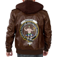Clan Murray Of Atholl Tartan Zip Leather Jacket Crest And Plaid Basic Style