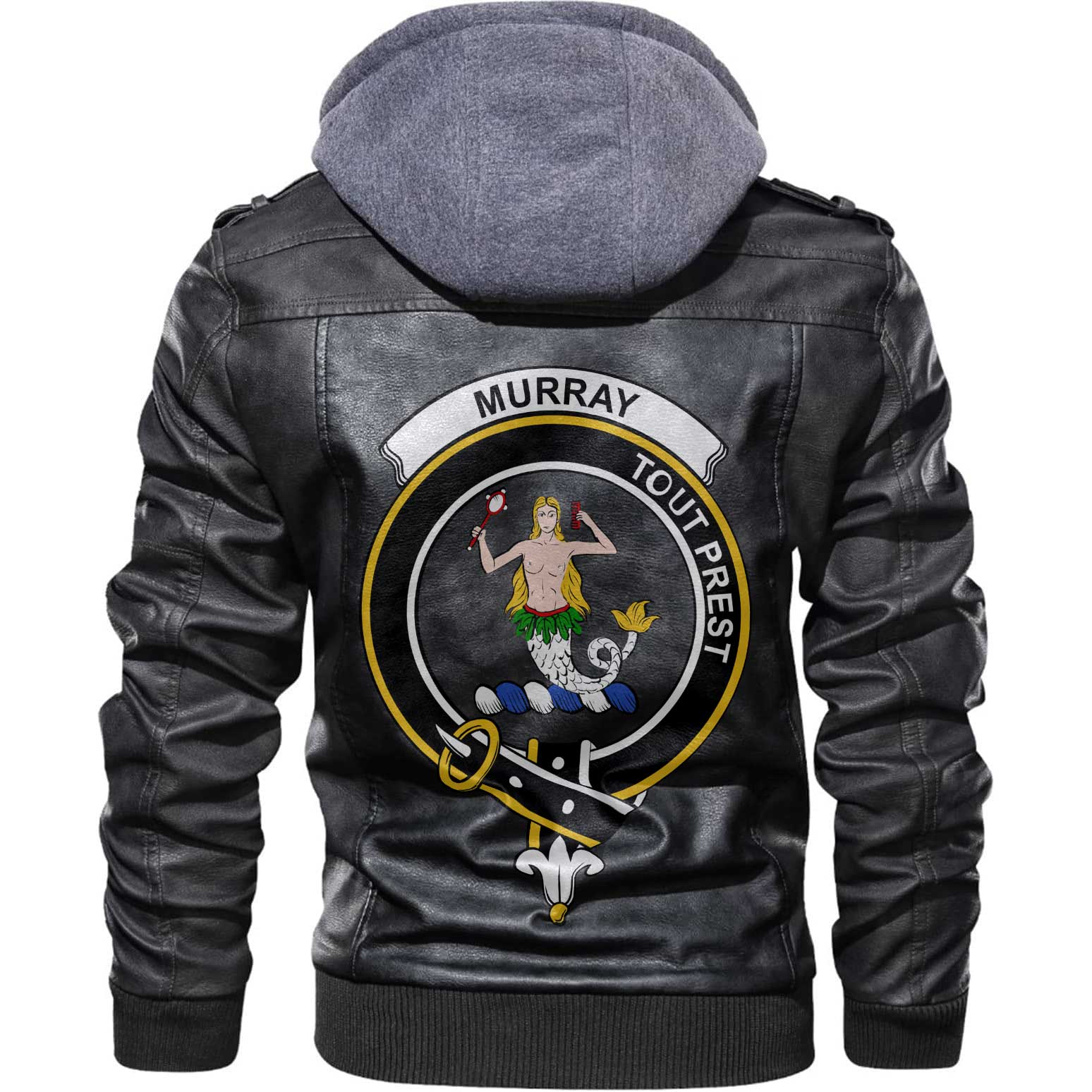 Clan Murray Of Dysart Tartan Zip Leather Jacket Crest And Plaid Basic Style