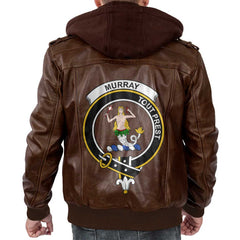 Clan Murray Of Dysart Tartan Zip Leather Jacket Crest And Plaid Basic Style