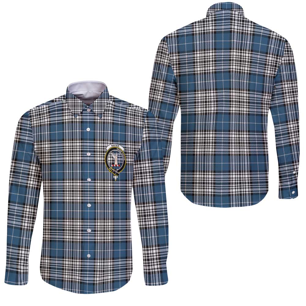 Clan Napier Tartan Long Sleeve Button Shirt Crest And Plaid Basic Style