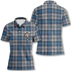 Clan Napier Tartan Women Polo Shirt Crest And Plaid Basic Style