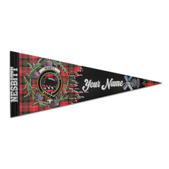 Clan Nesbitt Tartan Felt Pennant Crest And Plaid Basic Style