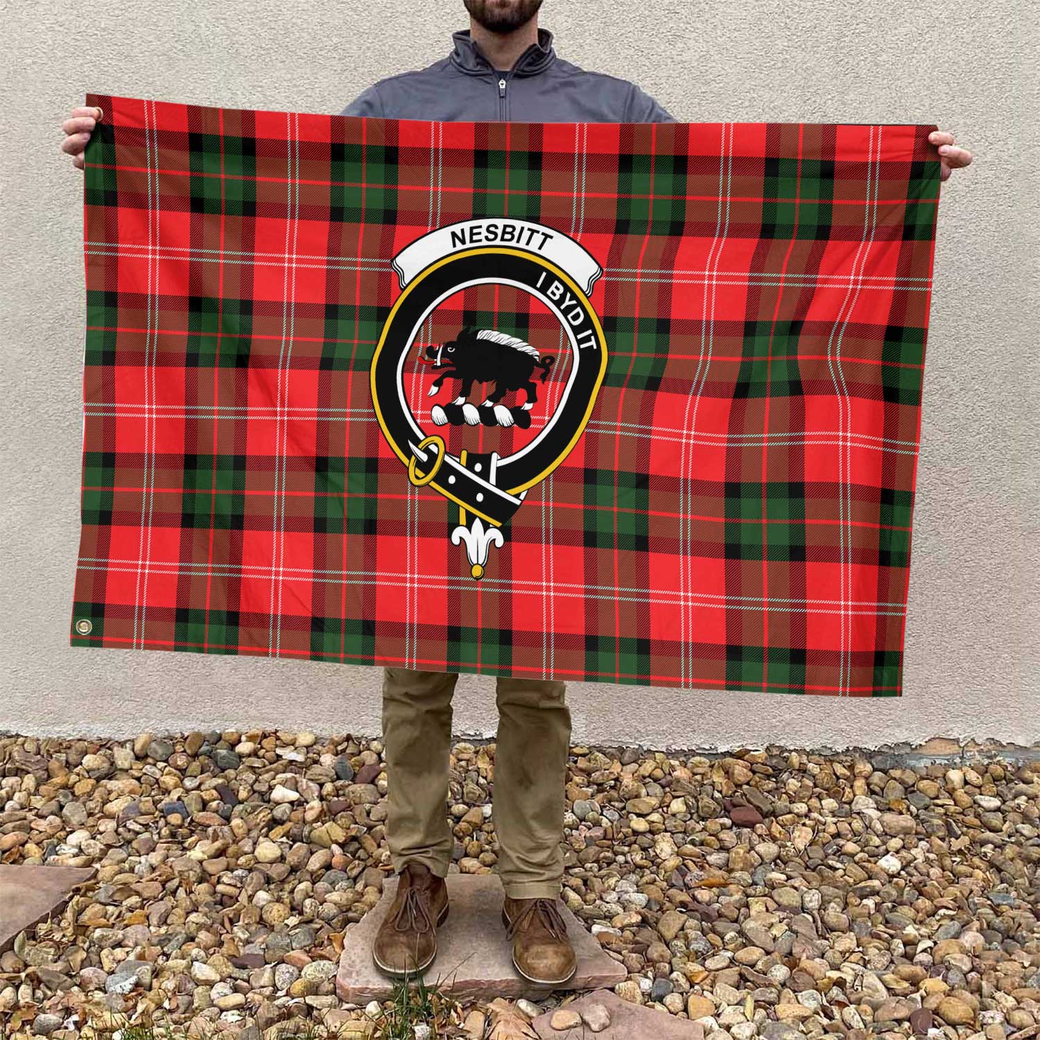 Clan Nesbitt Tartan Flag Crest And Plaid Basic Style