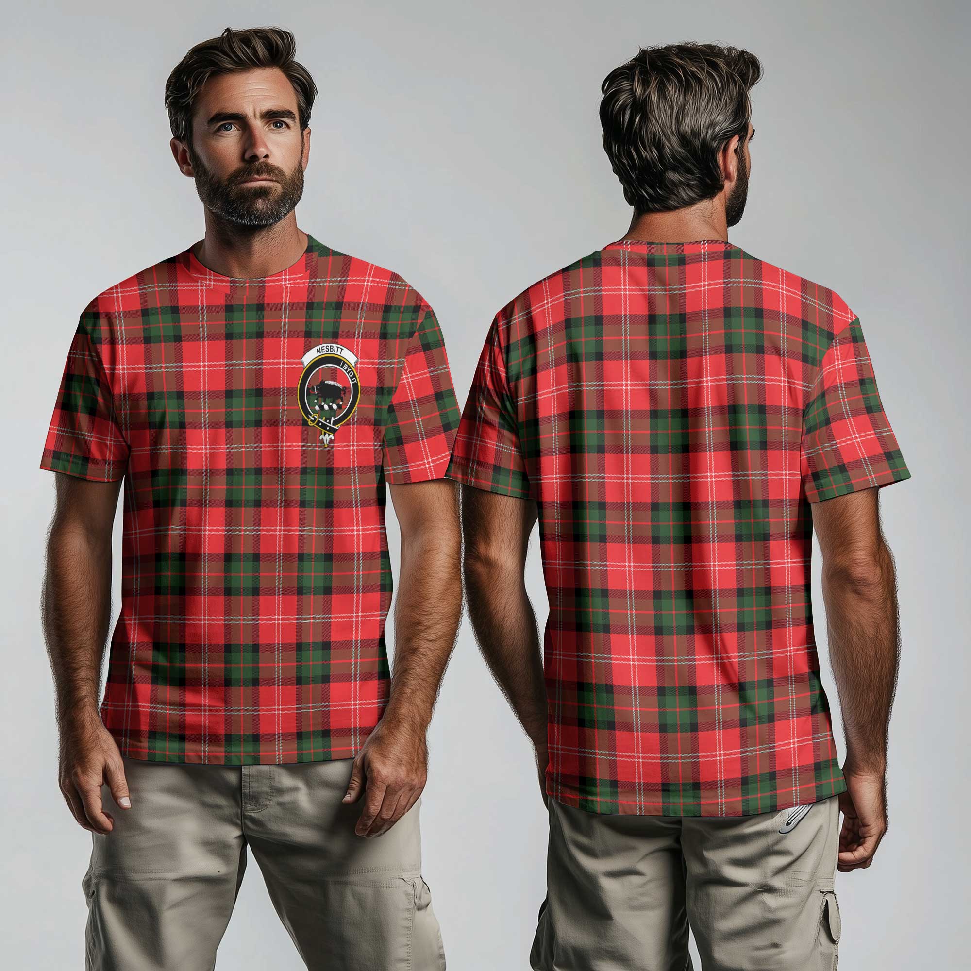 Clan Nesbitt Tartan Men T Shirt Crest And Plaid Basic Style