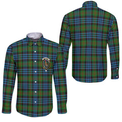 Clan Newlands Tartan Long Sleeve Button Shirt Crest And Plaid Basic Style