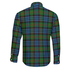 Clan Newlands Tartan Long Sleeve Button Shirt Crest And Plaid Basic Style