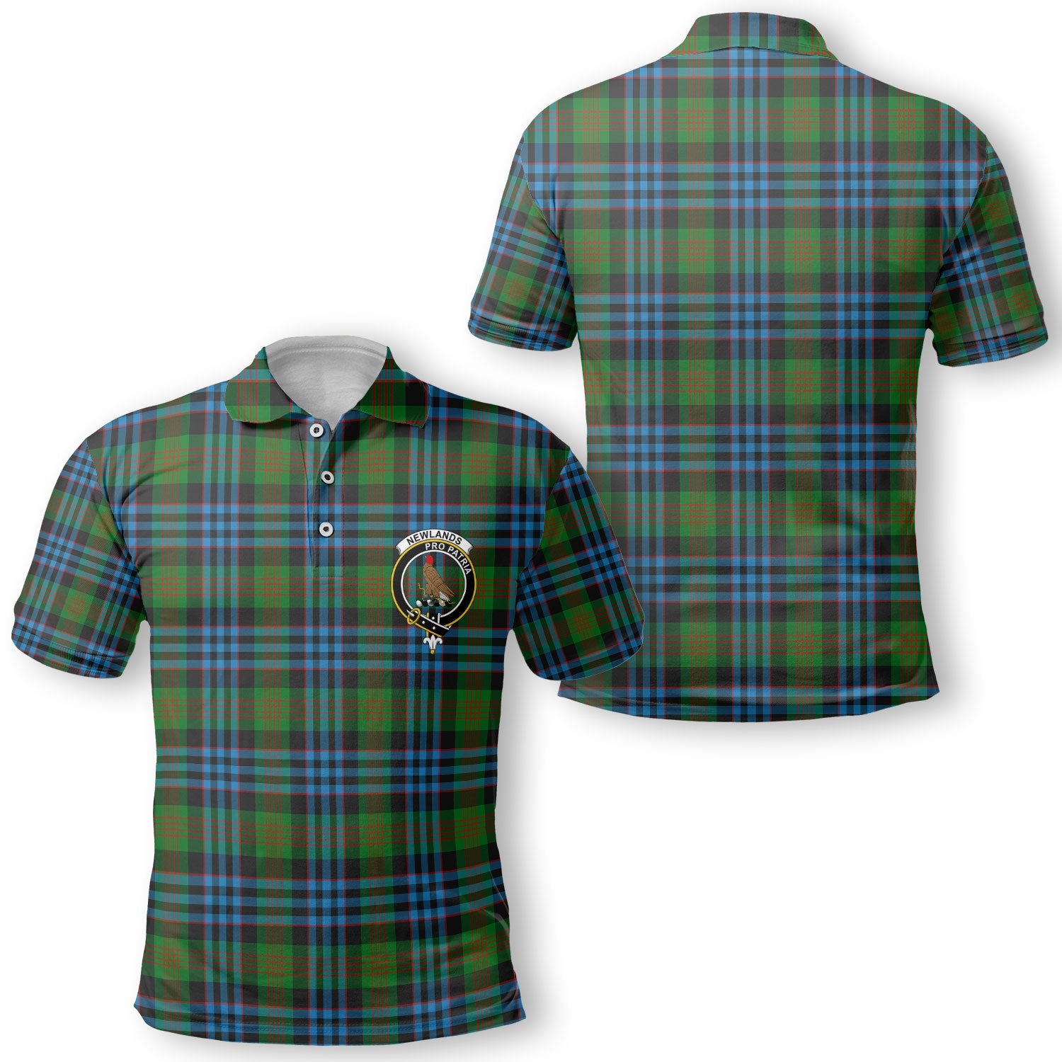 Clan Newlands Tartan Men Polo Shirt Crest And Plaid Basic Style