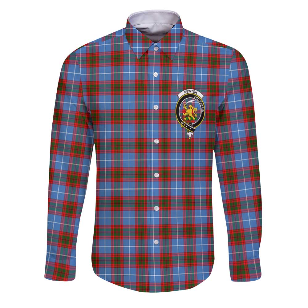 Clan Newton Tartan Long Sleeve Button Shirt Crest And Plaid Basic Style