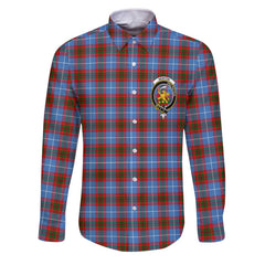 Clan Newton Tartan Long Sleeve Button Shirt Crest And Plaid Basic Style