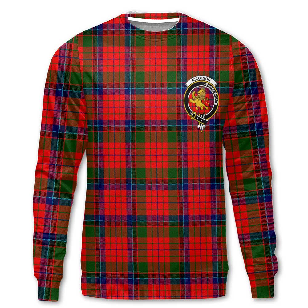 Clan Nicolson Tartan Men Sweatshirt Crest And Plaid Basic Style