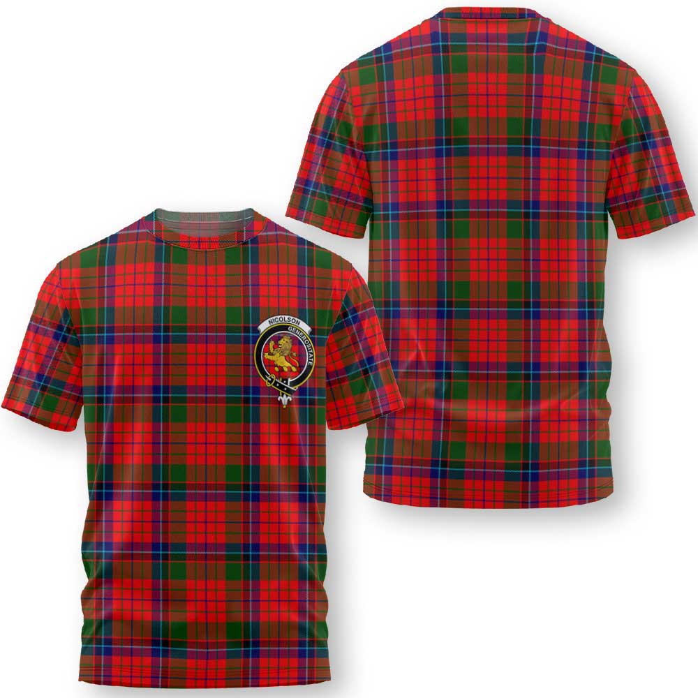 Clan Nicolson Tartan Men T Shirt Crest And Plaid Basic Style
