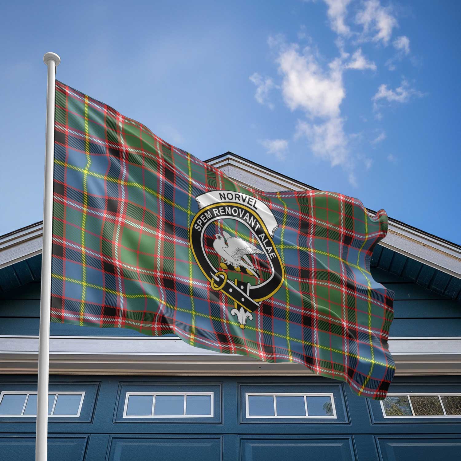 Clan Norvel Tartan Flag Crest And Plaid Basic Style
