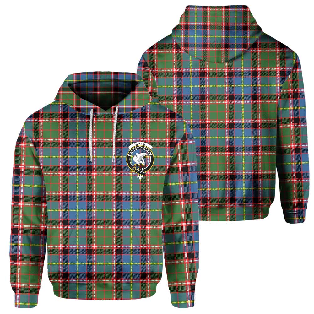 Clan Norvel Tartan Men Hoodie Crest And Plaid Basic Style