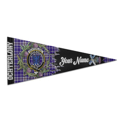 Clan Ochterlony Tartan Felt Pennant Crest And Plaid Basic Style