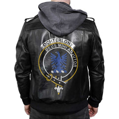 Clan Ochterlony Tartan Zip Leather Jacket Crest And Plaid Basic Style