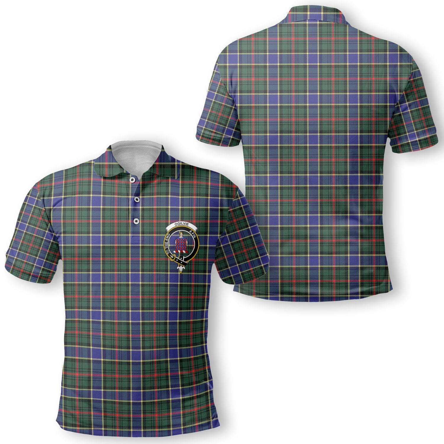 Clan Ogilvie Tartan Golf Men Polo Shirt Crest And Plaid Basic Style