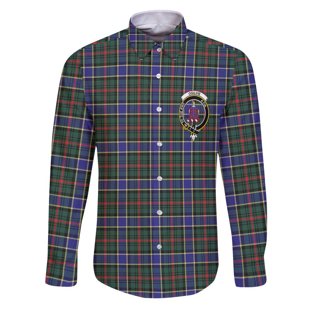 Clan Ogilvie Tartan Long Sleeve Button Shirt Crest And Plaid Basic Style