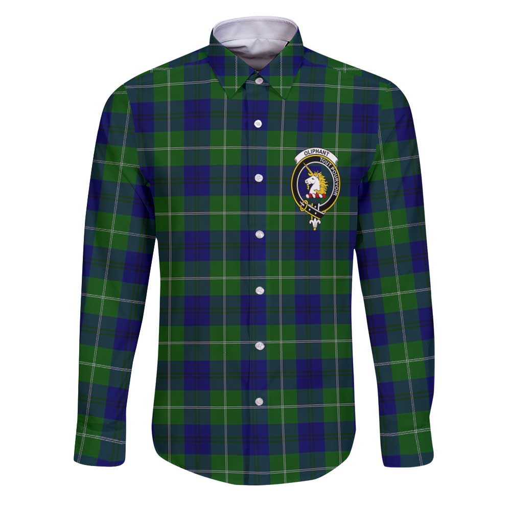 Clan Oliphant Tartan Long Sleeve Button Shirt Crest And Plaid Basic Style