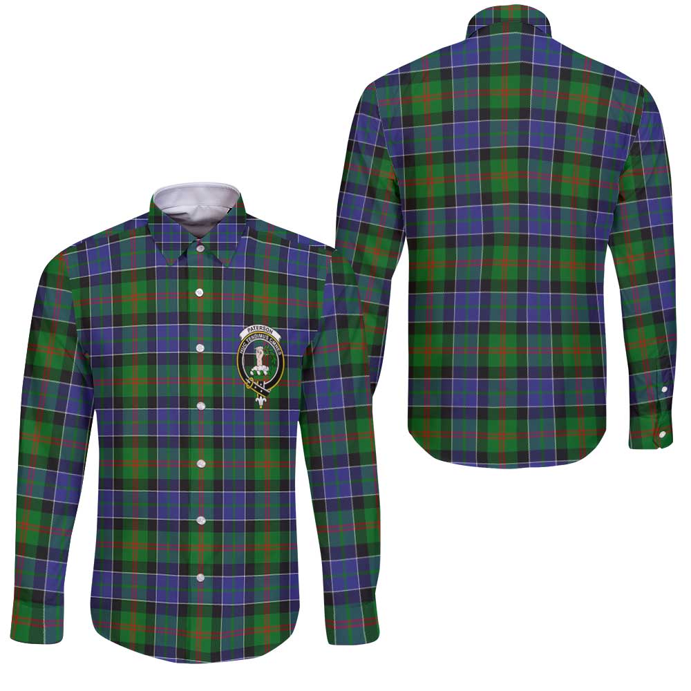 Clan Paterson Tartan Long Sleeve Button Shirt Crest And Plaid Basic Style