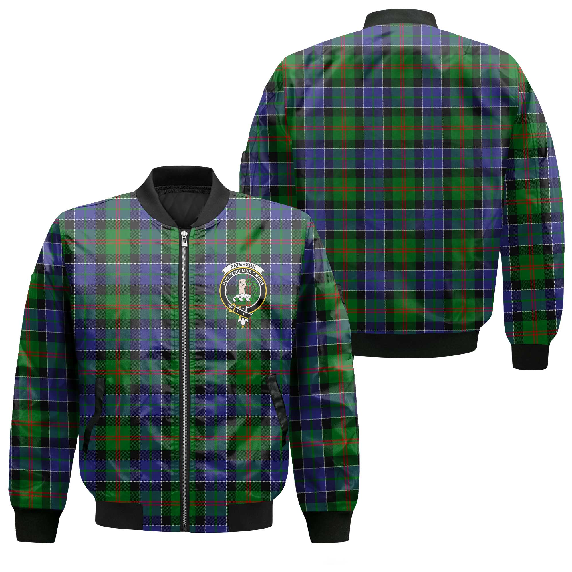 Clan Paterson Tartan Men Bomber Jacket Crest And Plaid Basic Style