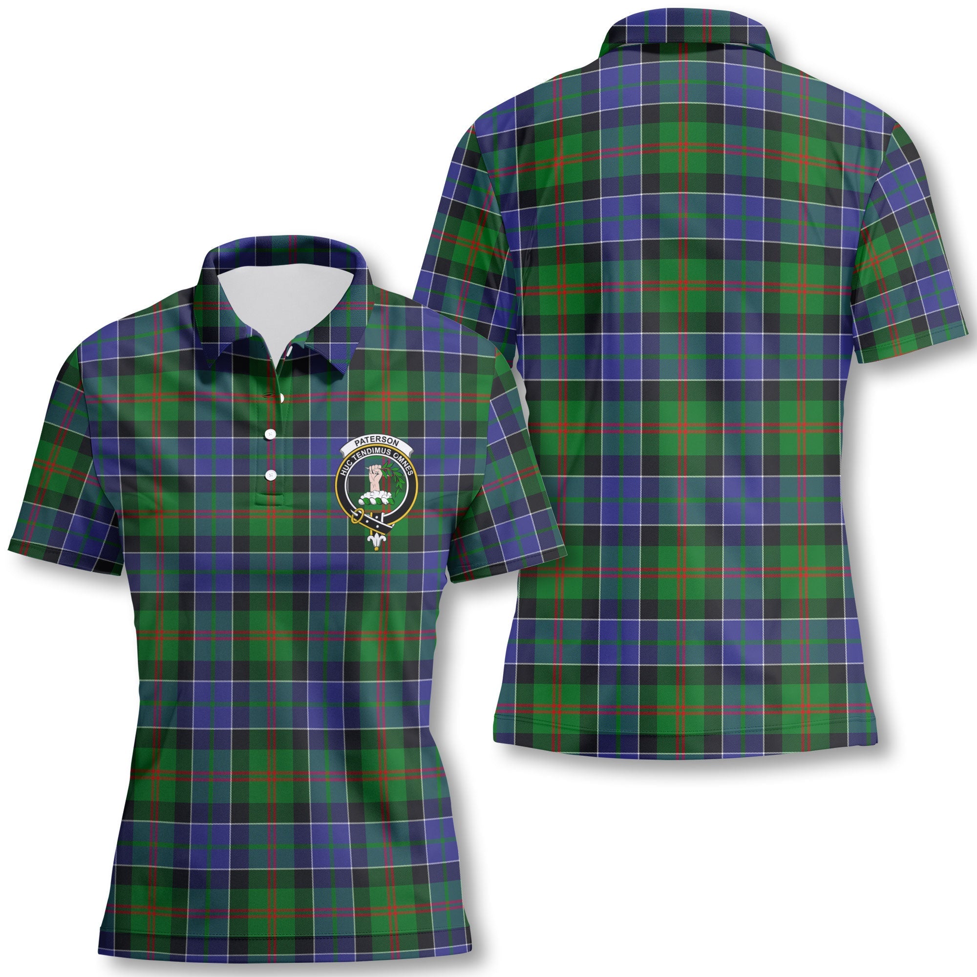 Clan Paterson Tartan Women Polo Shirt Crest And Plaid Basic Style
