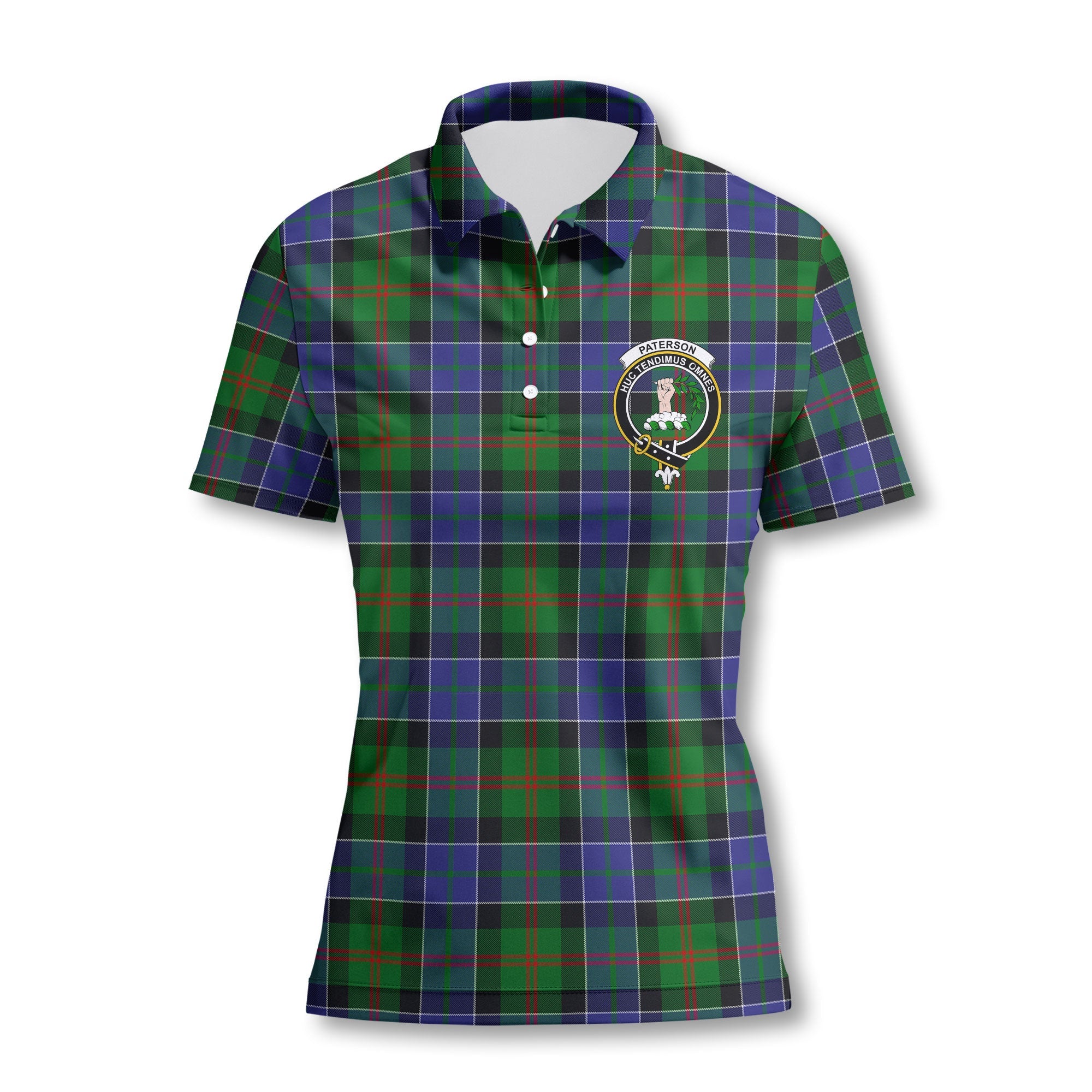 Clan Paterson Tartan Women Polo Shirt Crest And Plaid Basic Style