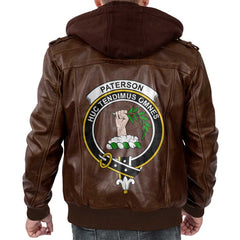 Clan Paterson Tartan Zip Leather Jacket Crest And Plaid Basic Style