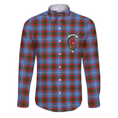 Clan Pentland Tartan Long Sleeve Button Shirt Crest And Plaid Basic Style