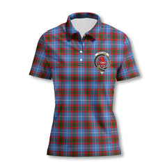 Clan Pentland Tartan Women Polo Shirt Crest And Plaid Basic Style