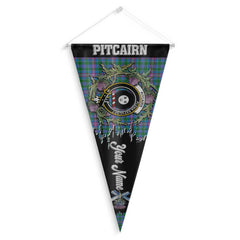 Clan Pitcairn Tartan Felt Pennant Crest And Plaid Basic Style