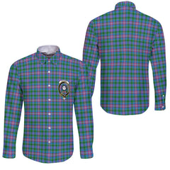 Clan Pitcairn Tartan Long Sleeve Button Shirt Crest And Plaid Basic Style