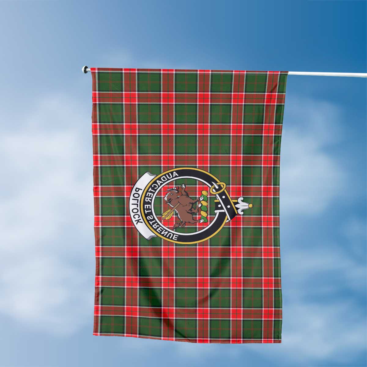 Clan Pollock Tartan Flag Crest And Plaid Basic Style
