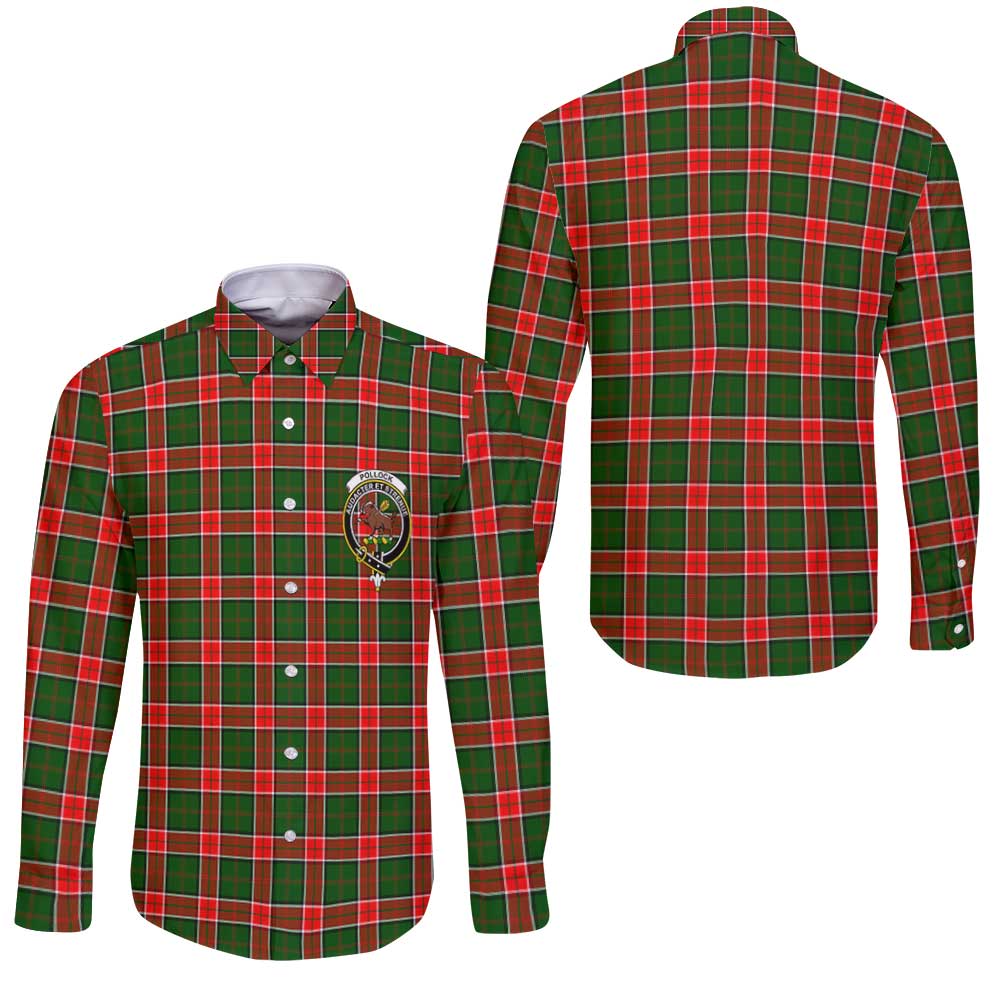 Clan Pollock Tartan Long Sleeve Button Shirt Crest And Plaid Basic Style