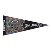 Clan Preston Tartan Felt Pennant Crest And Plaid Basic Style