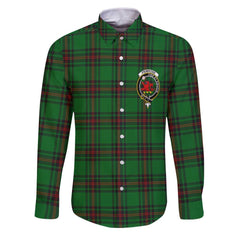 Clan Primrose Tartan Long Sleeve Button Shirt Crest And Plaid Basic Style