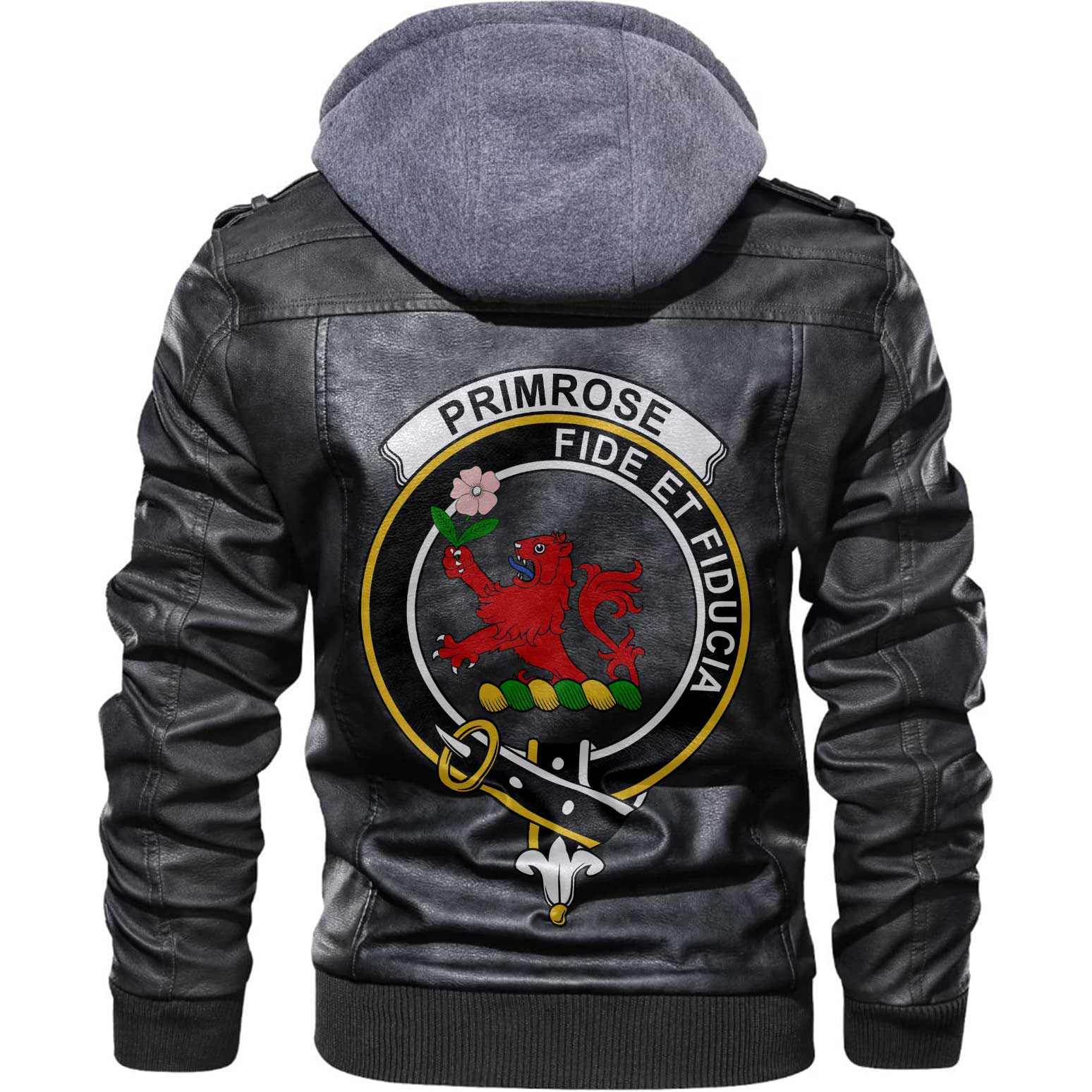 Clan Primrose Tartan Zip Leather Jacket Crest And Plaid Basic Style