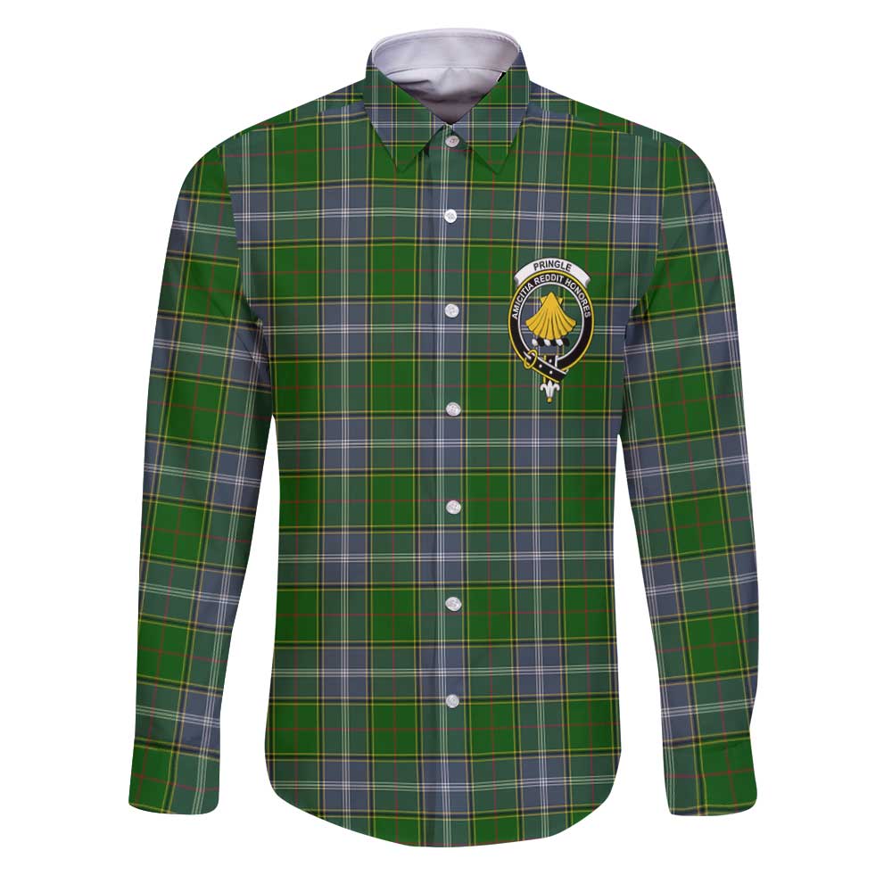 Clan Pringle Tartan Long Sleeve Button Shirt Crest And Plaid Basic Style