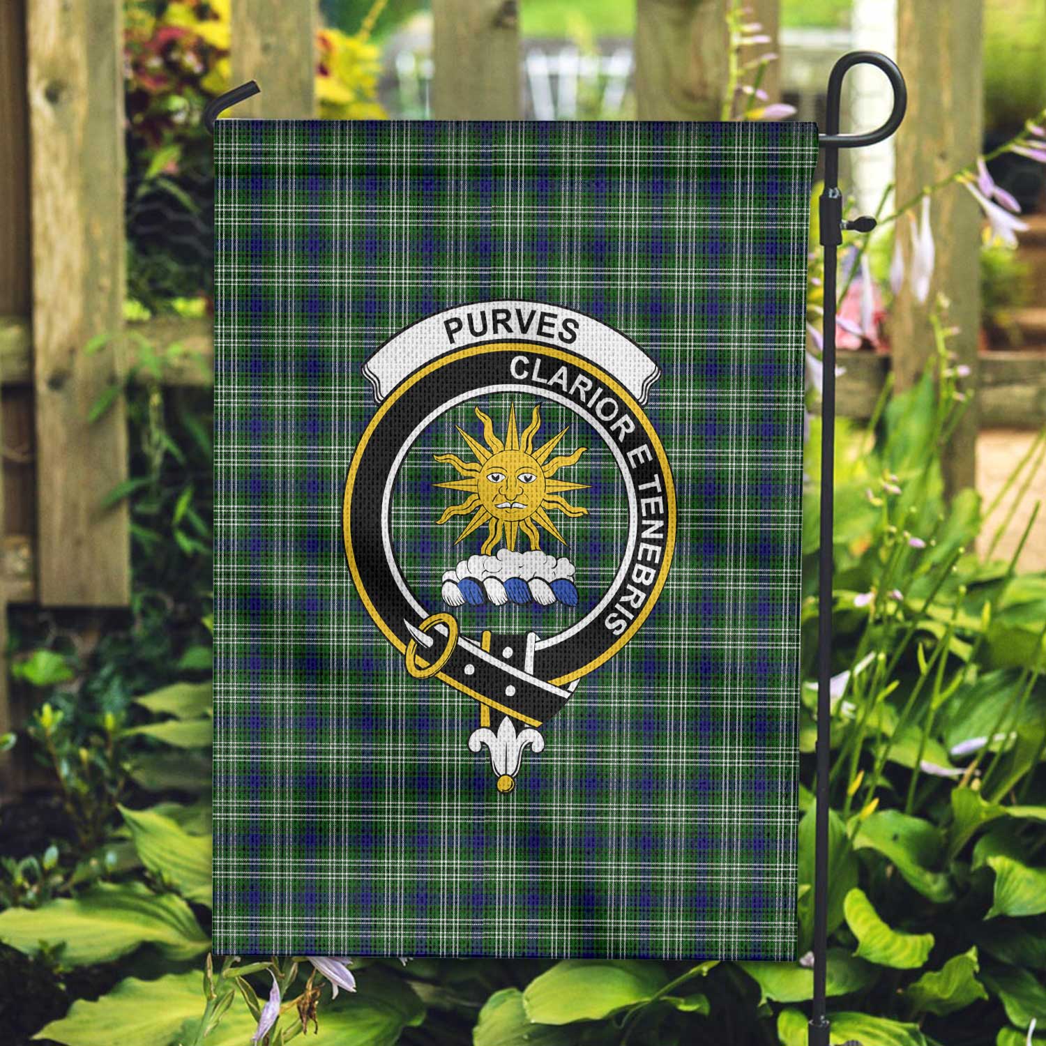Clan Purves Tartan Garden Flag Crest And Plaid Basic Style