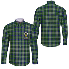 Clan Purves Tartan Long Sleeve Button Shirt Crest And Plaid Basic Style