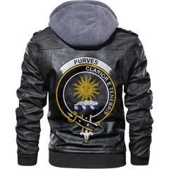 Clan Purves Tartan Zip Leather Jacket Crest And Plaid Basic Style