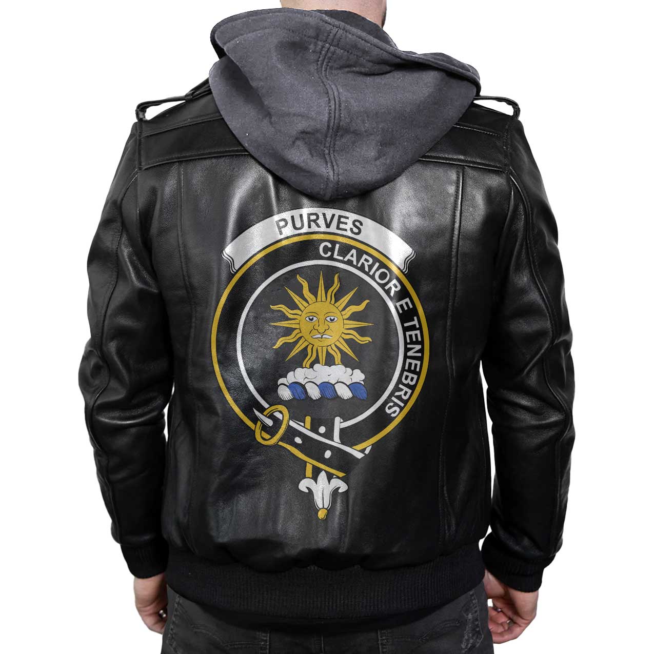 Clan Purves Tartan Zip Leather Jacket Crest And Plaid Basic Style